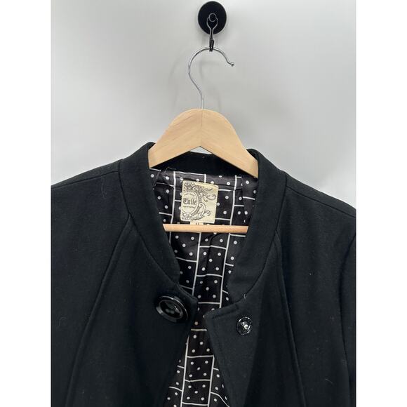Tulle Jacket Women MEDIUM Black‎ Button Snap Front Long Sleeve Wool Blend - Picture 4 of 8